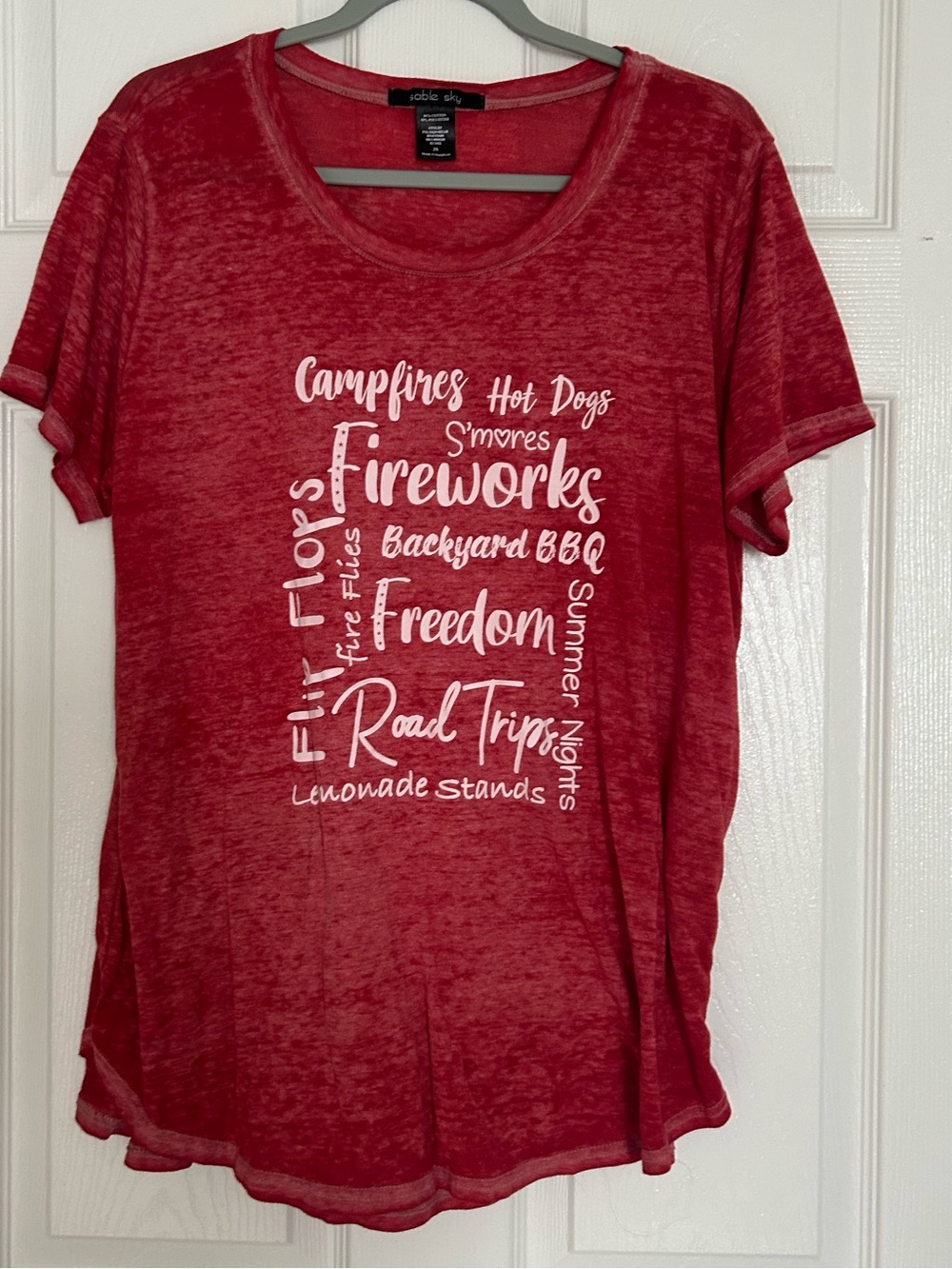 Red Short-Sleeve Graphic Tee - 'Fireworks' Word Art